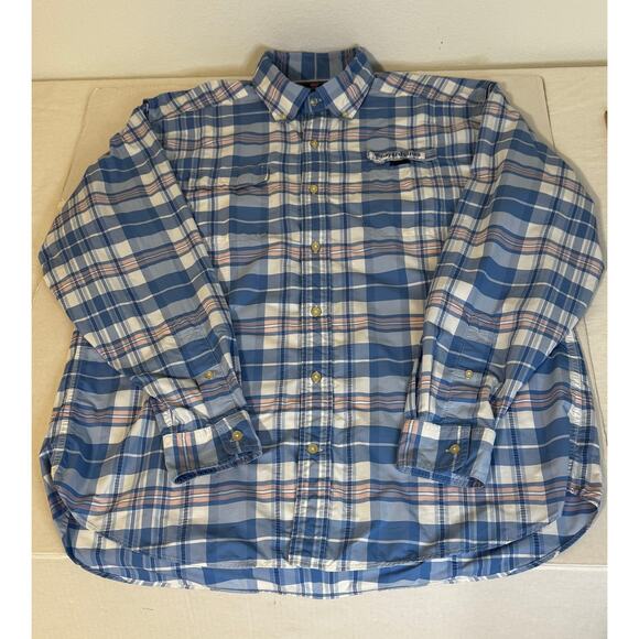 Vineyard Vine Harbor Shirt Men's Fishing Blue Pink Plaid‎ Size Large - Picture 4 of 8